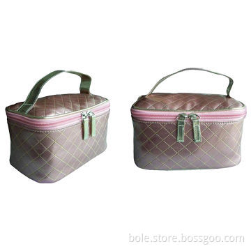 PVC cosmetic bag with quilting, customized logo and design welcomed